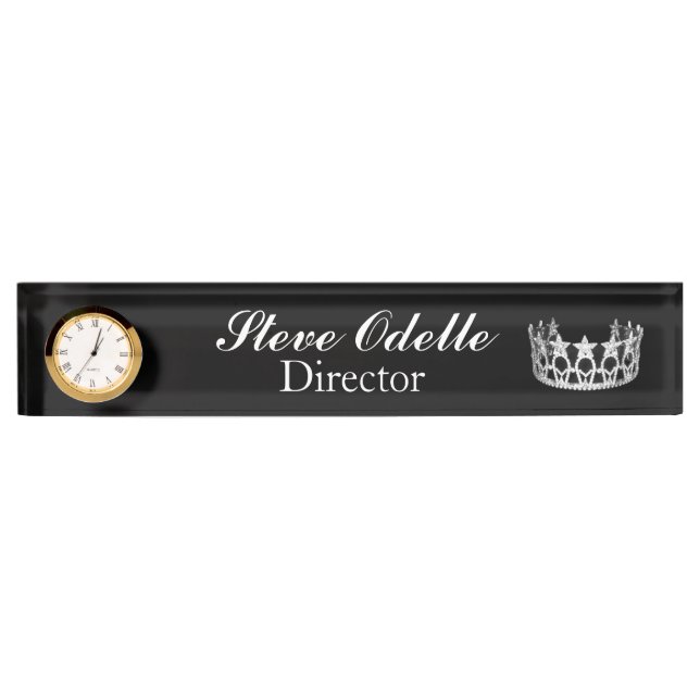 Pageant Custom Clock Desk Nameplate (Front)