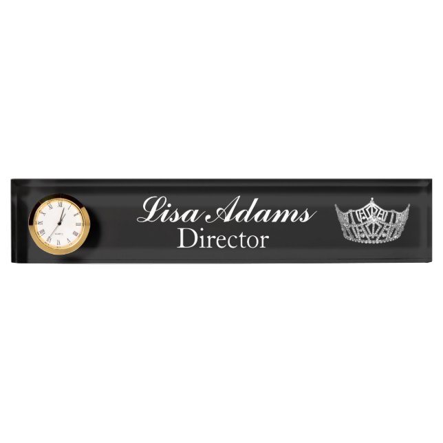 Pageant Custom Clock Desk Nameplate (Front)