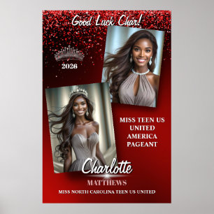 Pageant Door Poster Red Glam Sparkle Pageants
