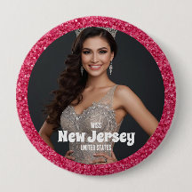 Pageant Fan Support Button Berry Glam Photo Pin