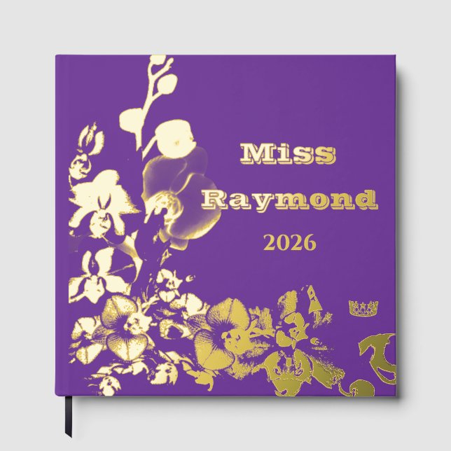 Pageant Foil Orchids Crown Scrapbook Guest Book (Front)