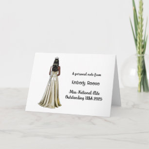 Pageant Folded Thank You Card Crown Queen Portrait