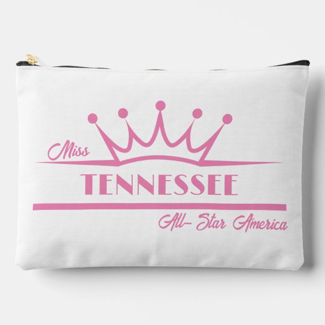 Pageant Makeup Case Pink Crown Pageants Accessory Pouch (Front)