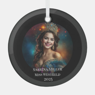 Pageant Queen Glass Christmas Ornament
