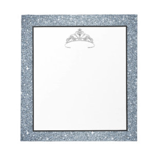 Pageant Rodeo Tiara Crown Blue Glitter Notepad