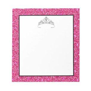 Pageant Rodeo Tiara Crown Pink Glitter Notepad