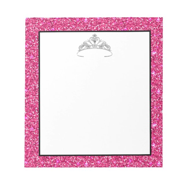 Pageant Rodeo Tiara Crown Pink Glitter Notepad (Front)