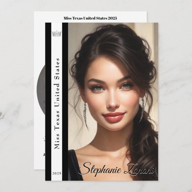 Pageant Sash Autograph Card Template (Front/Back)