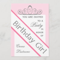 Pageant Sash & Tiara Birthday Party Invitation