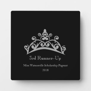 Pageant Silver Tiara Crown 3rd Runner-up Plaque