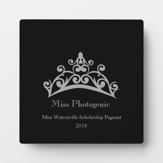 Pageant Silver Tiara Crown Photogenic Plaque (Front)