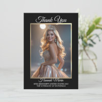Pageant Thank You Card Black & Gold Royal Elegant