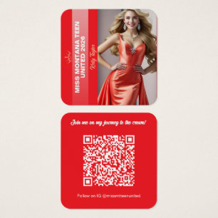 Pageant Titleholder Profile Card Color Pop Red