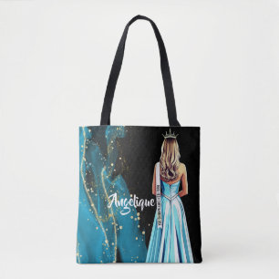 Pageant Tote Bag Blue & Gold Sparkle Pageants
