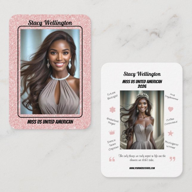 Pageant Trading Cards | Card for Pageant Delegates (Front/Back)