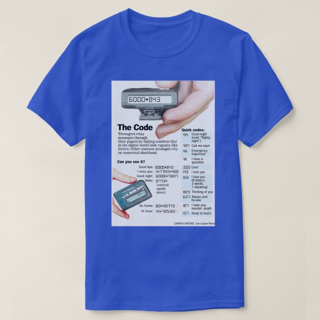 Pager Codes 1 T-Shirt (Design Front)