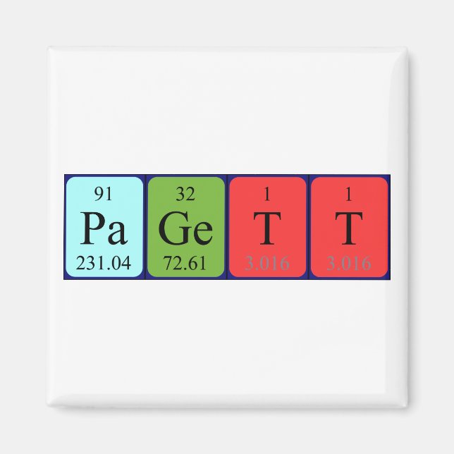 Pagett periodic table name magnet (Front)