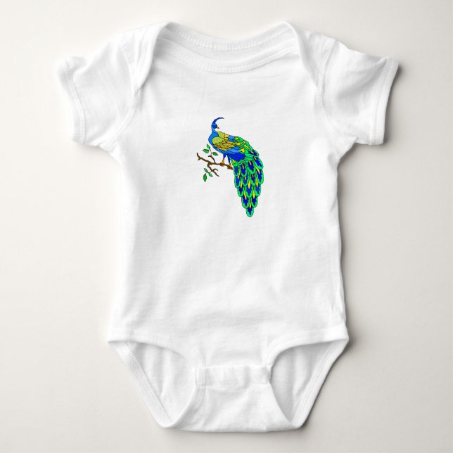 Pagiel Peacock Baby Bodysuit (Front)