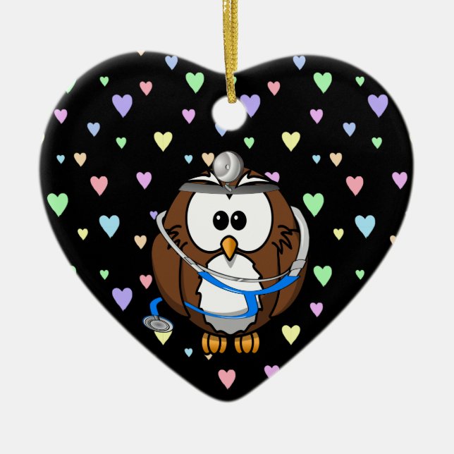 paging Doc Owl Ceramic Tree Decoration (Front)