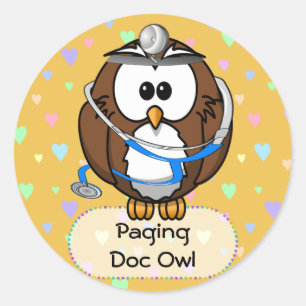 paging Doc Owl Classic Round Sticker