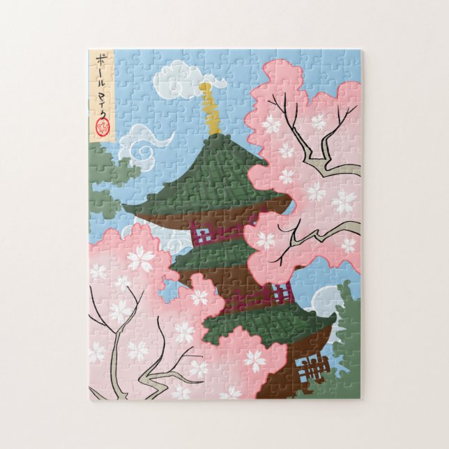 Pagoda Among Cherry Blossoms Jigsaw Puzzle (Vertical)