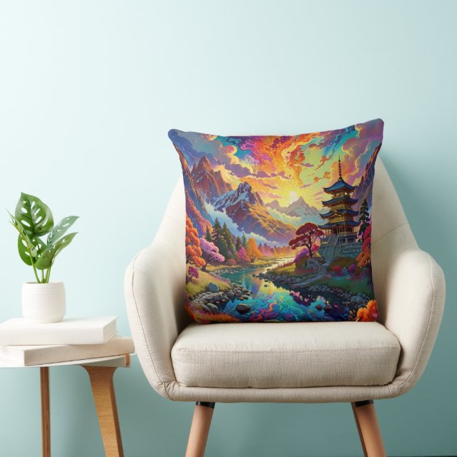 Pagoda and Coloured Landscape  Cushion (Chair)