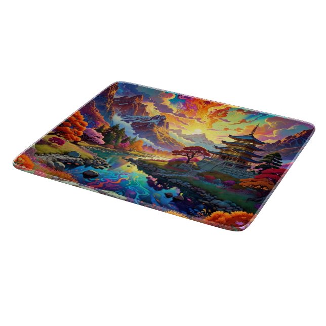 Pagoda and Coloured Landscape  Cutting Board (Corner)