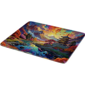 Pagoda and Coloured Landscape Cutting Board
