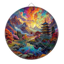 Pagoda and Coloured Landscape  Dartboard 