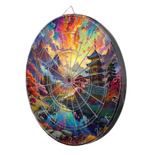 Pagoda and Coloured Landscape Dartboard