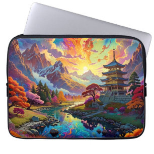 Pagoda and Coloured Landscape Electronics Bag