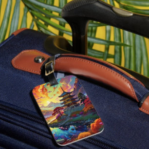 Pagoda and Coloured Landscape Luggage Tag