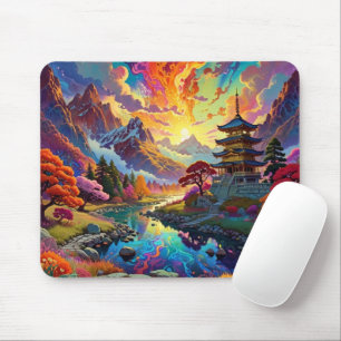 Pagoda and Coloured Landscape  Mouse Pad