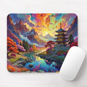 Pagoda and Coloured Landscape  Mouse Pad