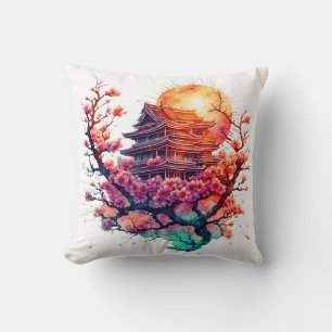 Pagoda & Blossoms Cushion