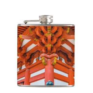 Pagoda bottom up perspective, Miyajima Hip Flask