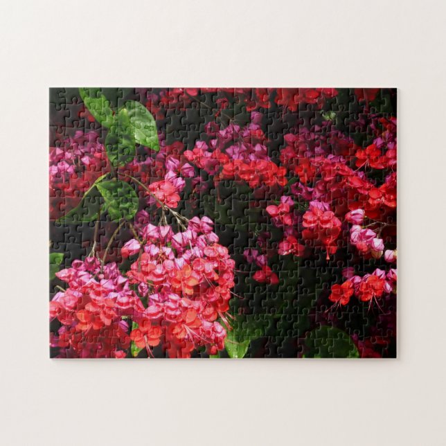 Pagoda Flowers Colourful Red and Pink Jigsaw Puzzle (Horizontal)