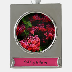 Pagoda Flowers Colourful Red and Pink Silver Plated Banner Ornament
