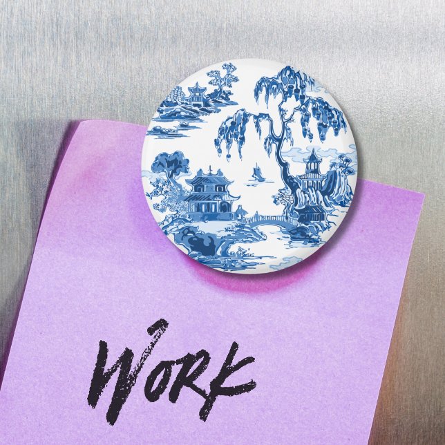 Pagoda Garden in Blue Porcelain Magnet (Creator Uploaded)