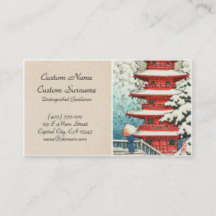 Pagoda in the Snow Kawase Hasui shin hanga art Business Card