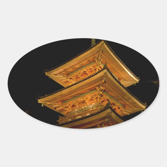 Pagoda Japan Kyoto Oval Sticker (Front)