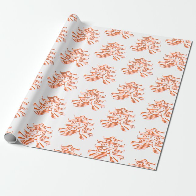 Pagoda Pagodas  gift Wrapping Paper (Unrolled)