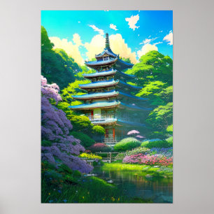 Pagoda Serenity, Wooden Oasis  Poster