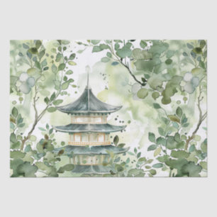 Pagoda Woodland Sage Olive Watercolor Tissue Paper