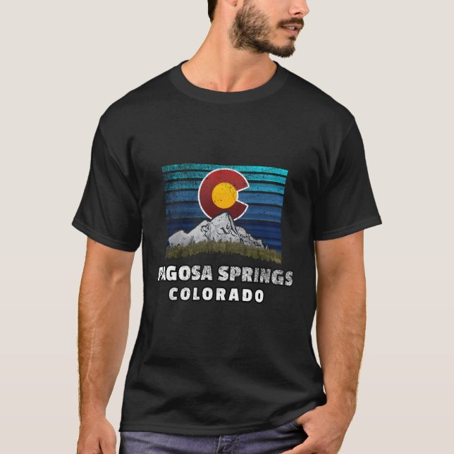 Pagosa Springs Colorado Flag Themed T-Shirt (Front)