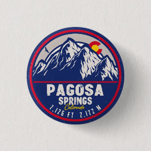 Pagosa Springs Colorado Retro Sunset Mountain 3 Cm Round Badge