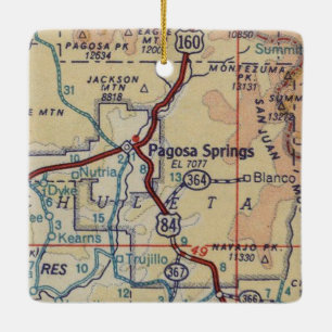Pagosa Springs Vintage Map Ceramic Ornament