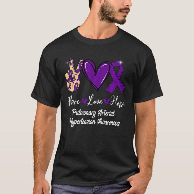 PAH Pulmonary Arterial Hypertension Love Hope Purp T-Shirt (Front)