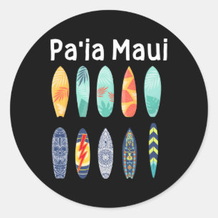 Pa'ia Maui Surfing Surfboarding Surfboard Surfer S Classic Round Sticker