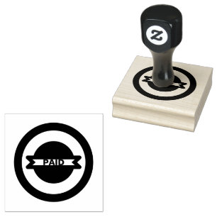 PAID Custom Text Office Accountants Business Black Rubber Stamp